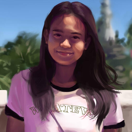 irl portrait, with background